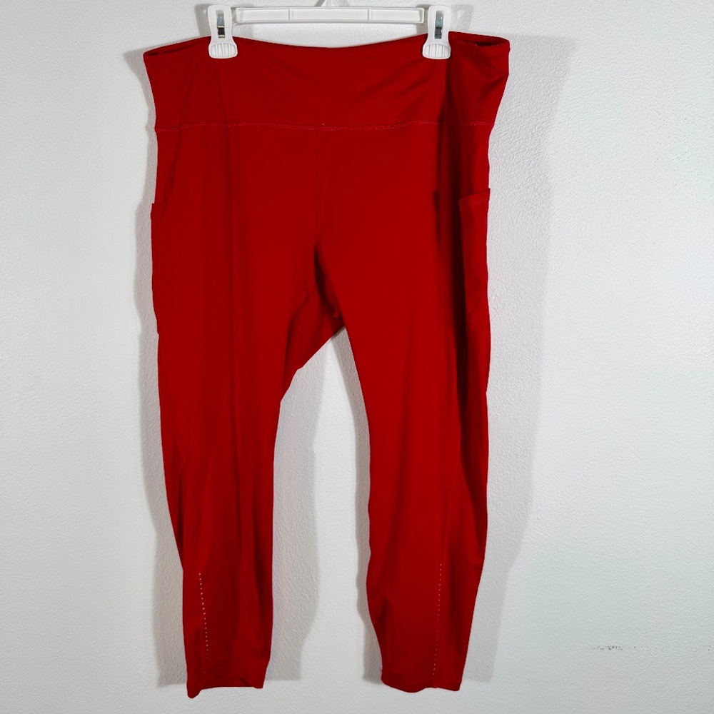 Lululemon High Rise Crop Reflective Dot Leggings Bright Red Special Logo Size 3X